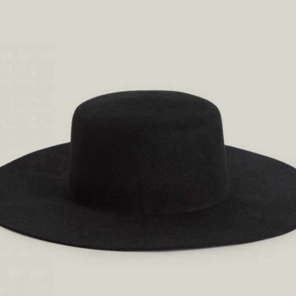 AllSaints Toggle Chain Wool Bolero Hat Black NWOT - Picture 3 of 4